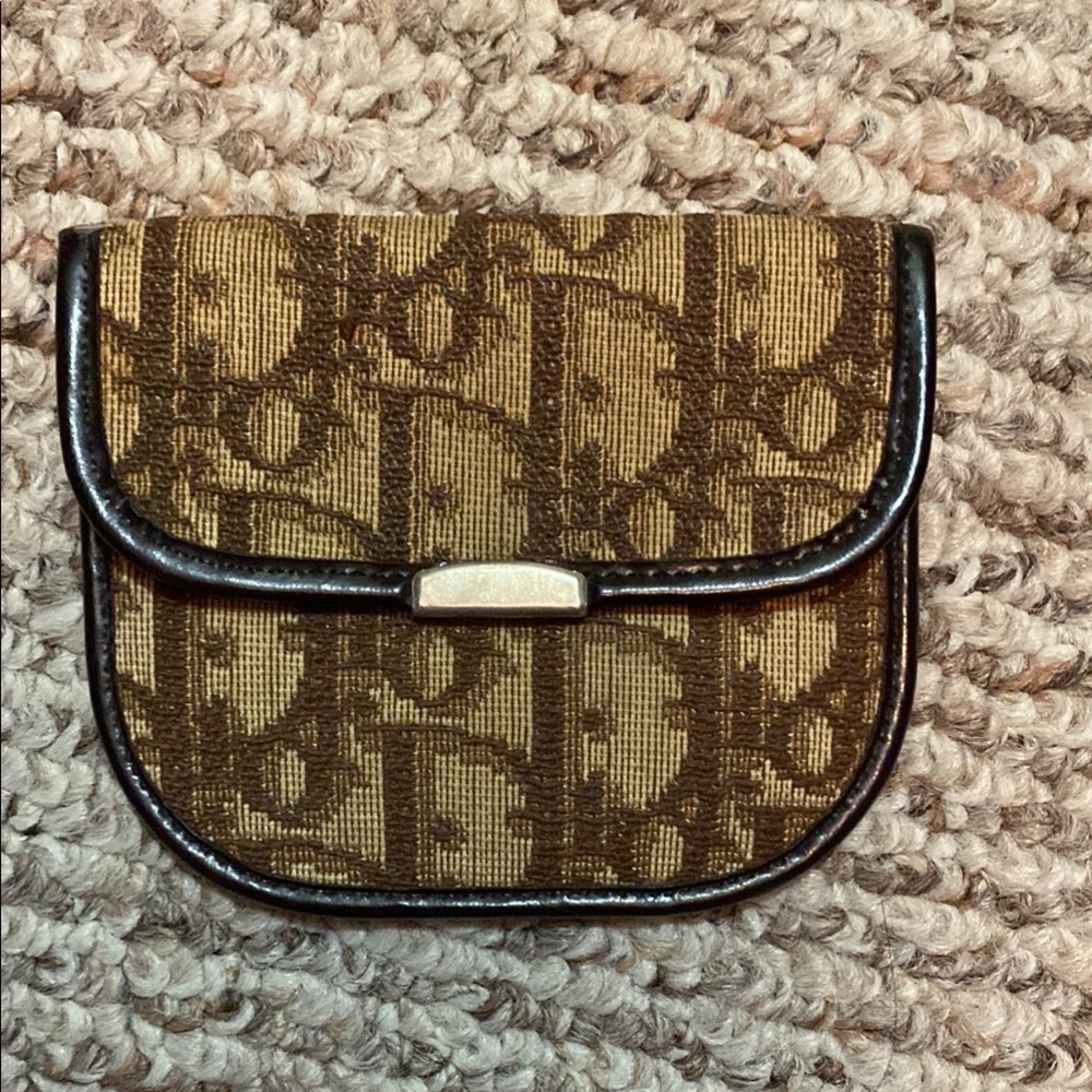Dior Brown and Gold Patterned Wallet